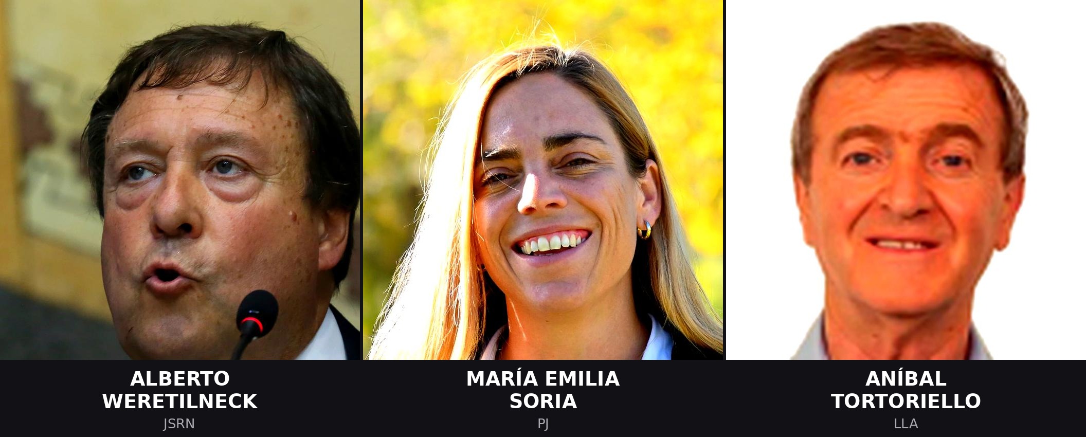 Alberto Weretilneck, María Emilia Soria y Aníbal Tortoriello, principales candidatos a gobernador de Río Negro