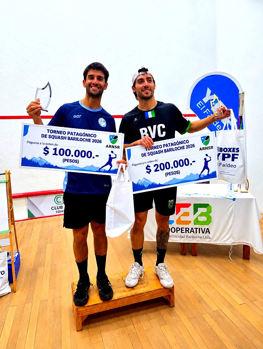 Podio de Primera categoría del Torneo Patagónico de Squash jugado en Bariloche